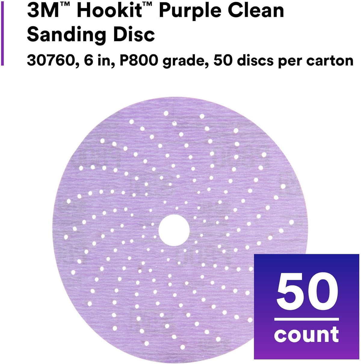 3M 30760 Hookit 334U Purple 6" P800 Grit Clean Sanding Disc | Buy Online | RefinishMall.com