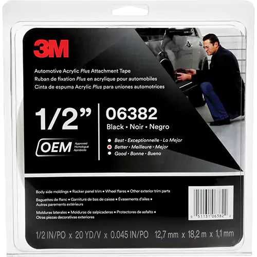 3M™ Automotive Acrylic Plus Attachment Tape 06382, black, 1/2 inch x 20 yard, 45 mil | Buy Online | RefinishMall.com